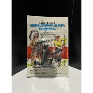 Vintage Diecast Cowboy & Indian Cowboy W/ Rifle & Pistol Metal 1960 Unpainted 3”